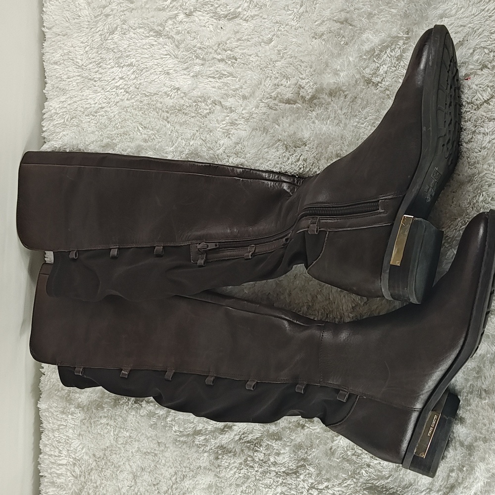 Vince Camuto Knee High Lace up Brown Leather Boots without Laces Women size 7 - Picture 9 of 12